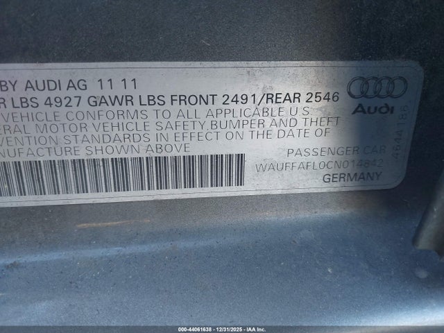 2012 AUDI A4 WAUFFAFL0CN014842 Photo 8