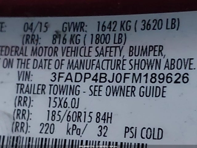 Ford FIESTA SE 2015 3FADP4BJ0FM189626 Image 9