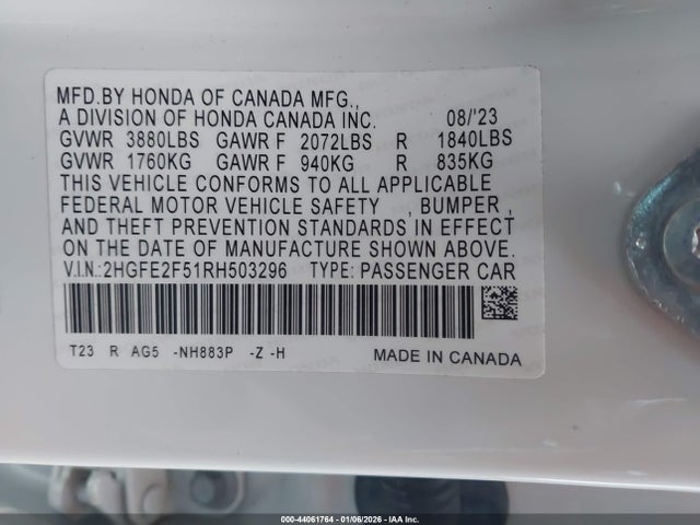 Honda Civic Sport 2024 2HGFE2F51RH503296 Image 9