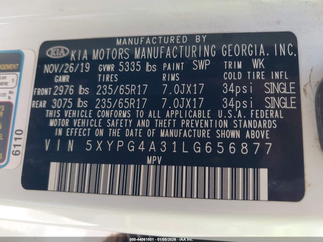 5XYPG4A31LG656877 KIA Sorento 2.4l L