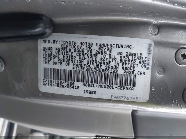 1998 Toyota Camry Le V6 მანქანა იყიდება აუქციონზე, vin: 4T1BF28K2WU059122, აუქციონის ნომერი: 44061854