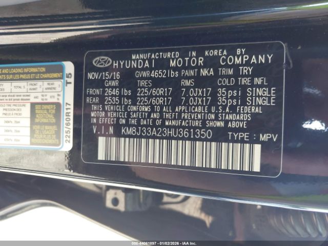2017 HYUNDAI TUCSON KM8J33A23HU361350 Photo 8