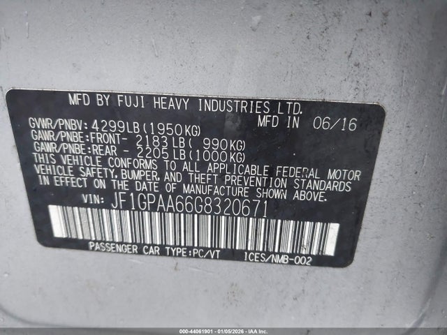Subaru Impreza 2.0i 2016 JF1GPAA66G8320671 Image 9