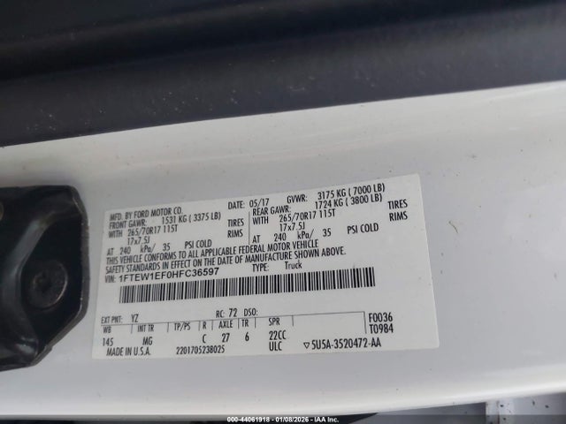 2017 FORD F-150 1FTEW1EF0HFC36597 Photo 8