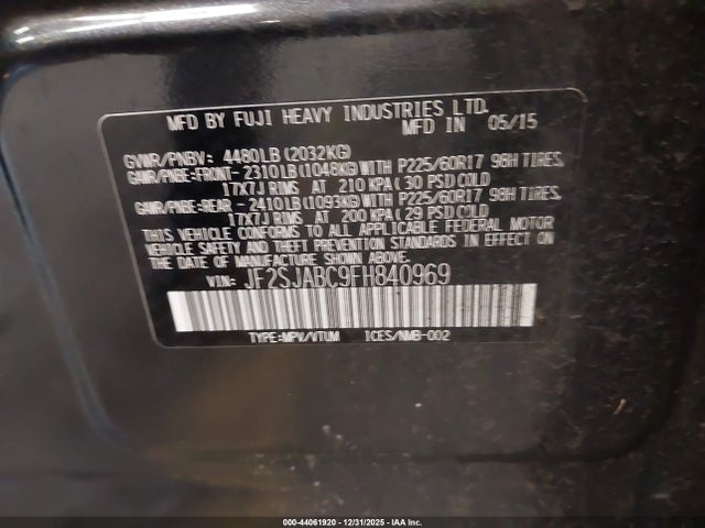 Subaru Forester 2.5i 2015 JF2SJABC9FH840969 Image 9