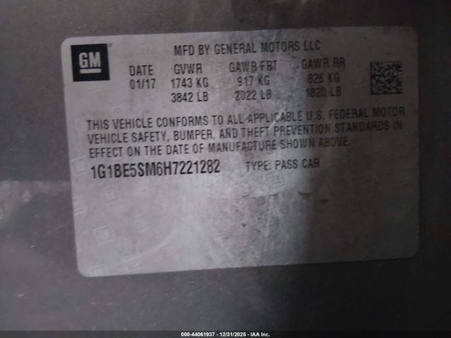 2017 CHEVROLET CRUZE 1G1BE5SM6H7221282 Photo 8