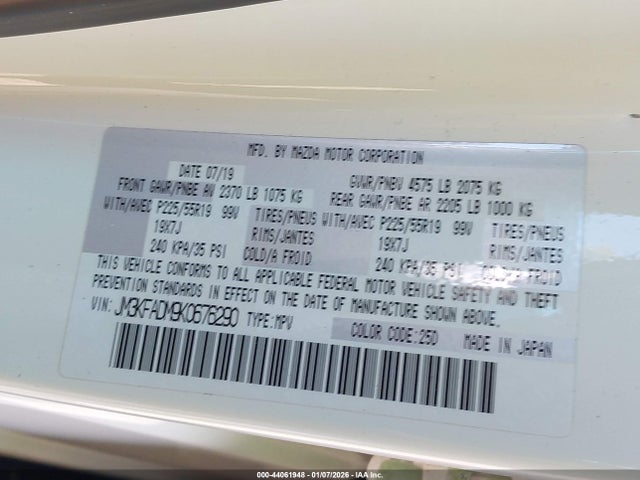 44061948 :رقم المزاد ، JM3KFADM9K0676290 vin ، 2019 Mazda Cx-5 Grand Touring مزاد بيع