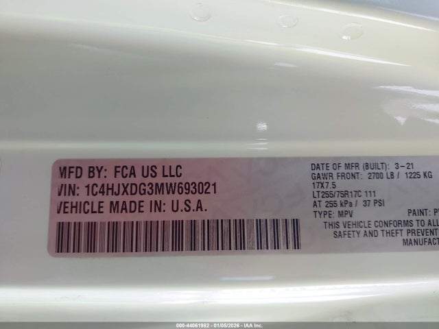 1C4HJXDG3MW693021 Jeep Wrangler Unlimited Willys 4x4