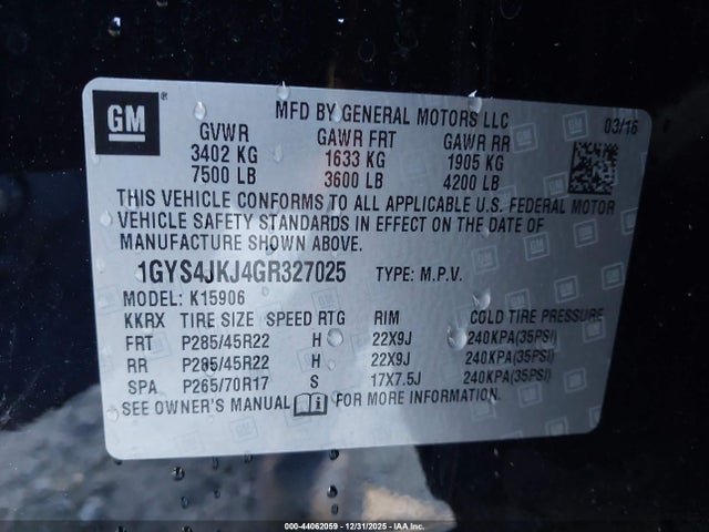 2016 CADILLAC ESCALADE ESV 1GYS4JKJ4GR327025 Photo 8