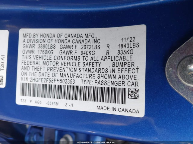 Honda Civic Sport 2023 2HGFE2F58PH502353 Image 9