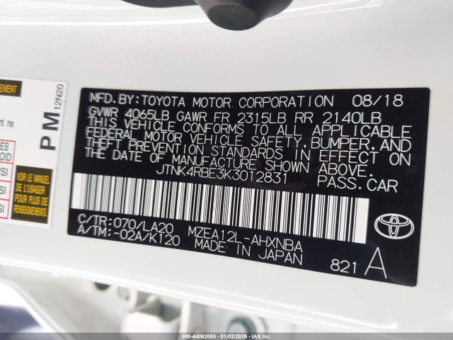 JTNK4RBE3K3012831 Toyota Corolla Se/xse