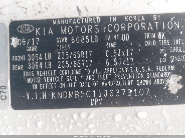Продажа на аукционе авто 2018 Kia Sedona Lx, vin: KNDMB5C11J6373107, номер лота: 44062113
