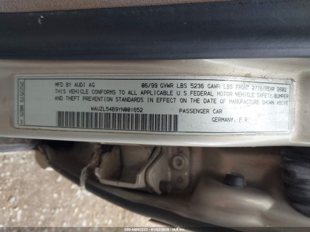 2000 AUDI A6 WAUZL54B9YN001652 Photo 8