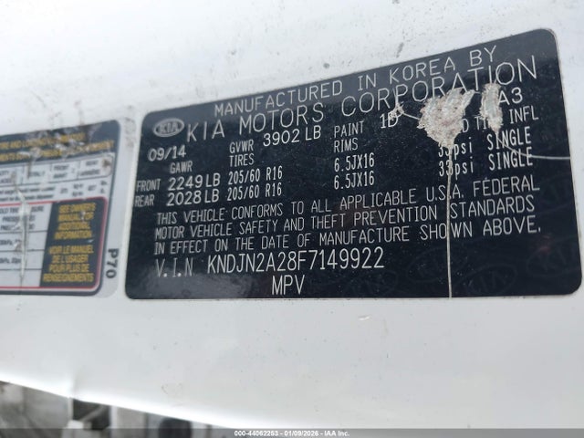 Aukcja sprzedaży 2015 Kia Soul, vin: KNDJN2A28F7149922, numer aukcji: 44062253