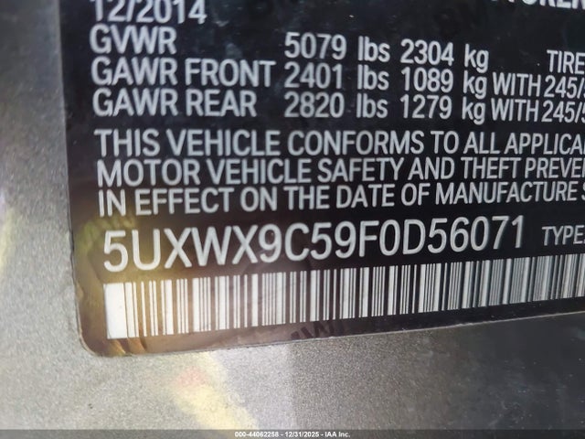 5UXWX9C59F0D56071 BMW X3 Xdrive28i