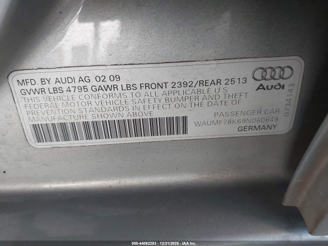 2009 AUDI A4 WAUMF78K69N060649 Photo 8