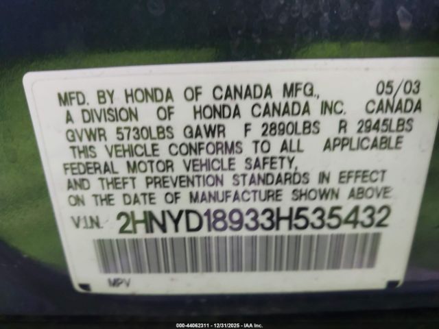 2003 ACURA MDX 2HNYD18933H535432 Photo 8