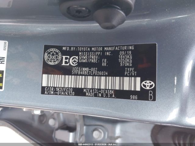 2020 TOYOTA COROLLA 5YFB4RBE7LP026034 Photo 8