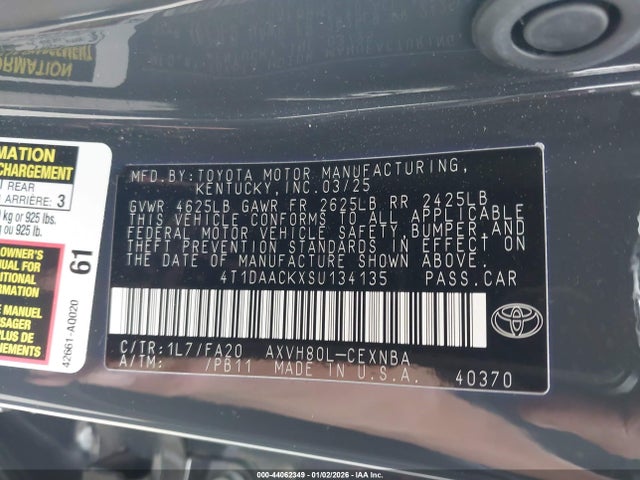 Toyota CAMRY LE 2025 4T1DAACKXSU134135 Image 9