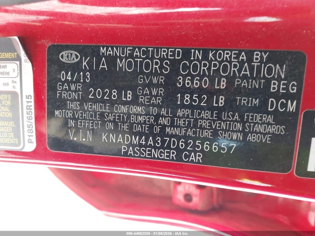 2013 KIA RIO KNADM4A37D6256657 Photo 8