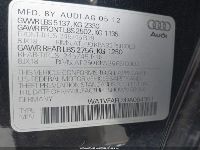 2013 AUDI ALLROAD WA1VFAFL9DA064351 Photo 8