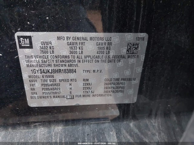 2017 CADILLAC ESCALADE ESV 1GYS4JKJ8HR183884 Photo 8