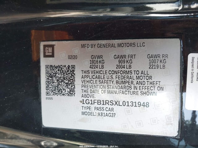 1G1FB1RSXL0131948 Chevrolet Camaro Rwd 1lt