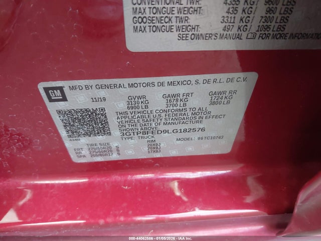 3GTP8FED9LG182576 GMC Sierra 1500 2wd Standard Box Denali