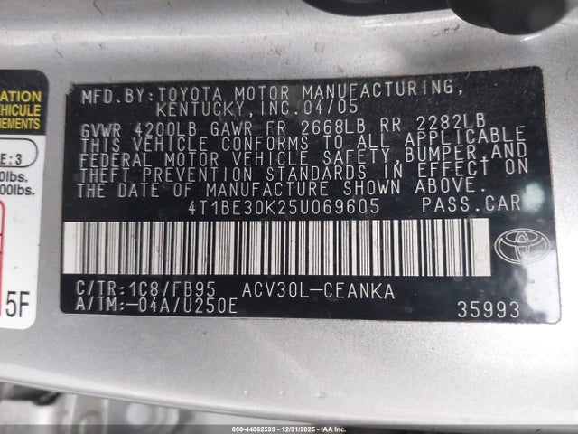 2005 TOYOTA CAMRY 4T1BE30K25U069605 Photo 8