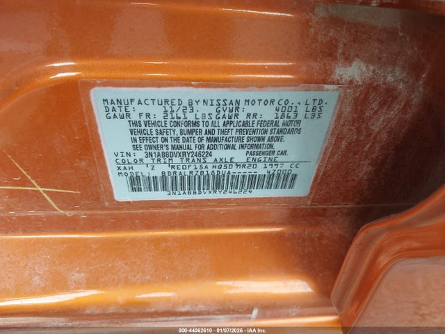 Aukcja sprzedaży 2024 Nissan Sentra Sr Xtronic Cvt, vin: 3N1AB8DVXRY246224, numer aukcji: 44062610
