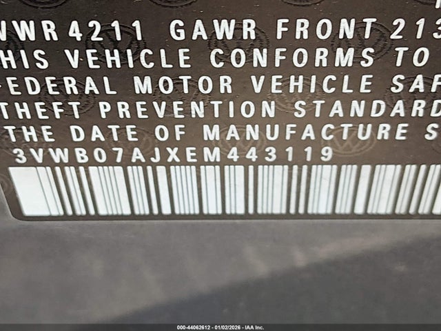 3VWB07AJXEM443119 Volkswagen Jetta 1.8t Se
