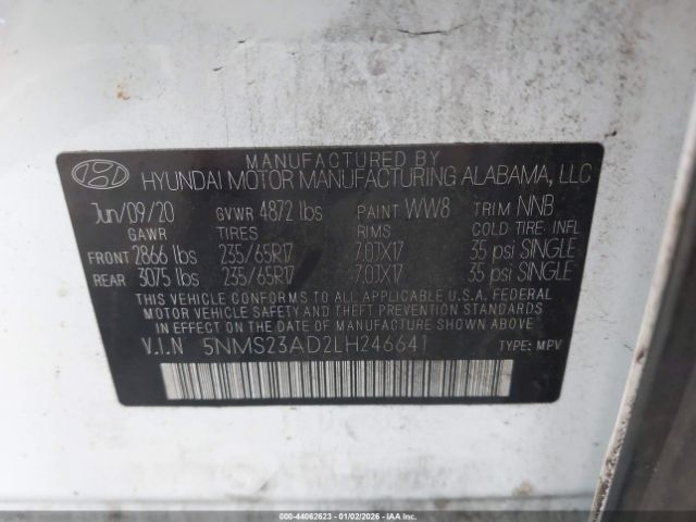 2020 HYUNDAI SANTA FE 5NMS23AD2LH246641 Photo 8