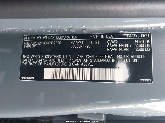 2022 VOLVO S60 7JRL12TM8NG162320 Photo 8