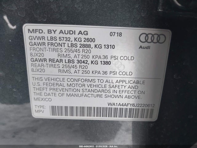 WA1A4AFY6J2220612 Audi Sq5 3.0t Premium Plus