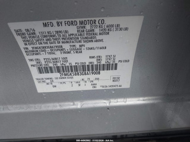 Ford FLEX SE 2016 2FMGK5B83GBA19008 Image 9