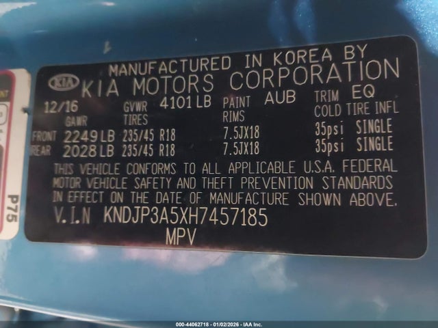 KNDJP3A5XH7457185 KIA SOUL +