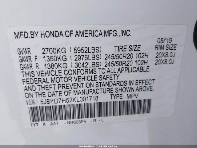 2019 ACURA MDX SPORT HYBRID 5J8YD7H52KL001718 Photo 8