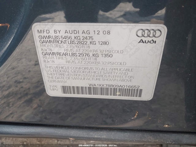 2009 AUDI Q5 WA1KK78R09A016652 Photo 8