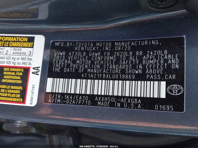 2020 TOYOTA AVALON HYBRID 4T1A21FBXLU019869 Photo 8