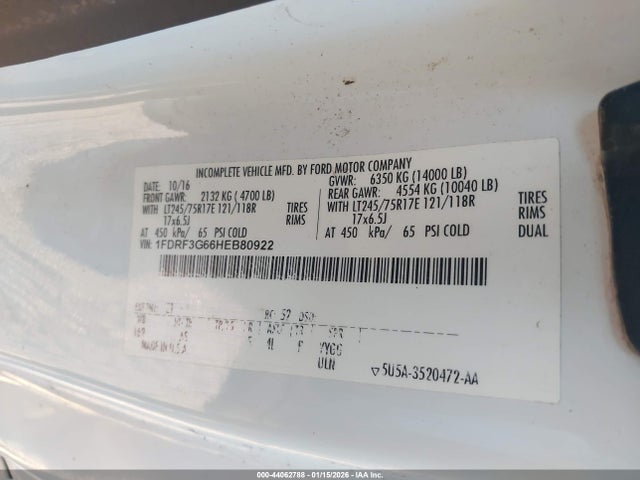 Ford F-350 Chassis Xl 2017 1FDRF3G66HEB80922 Image 8