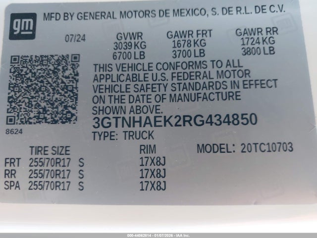 3GTNHAEK2RG434850 GMC Sierra 1500 2wd Standard Box Pro
