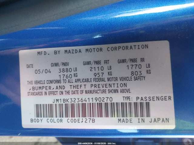 2004 MAZDA MAZDA3 JM1BK323641190270 Photo 8