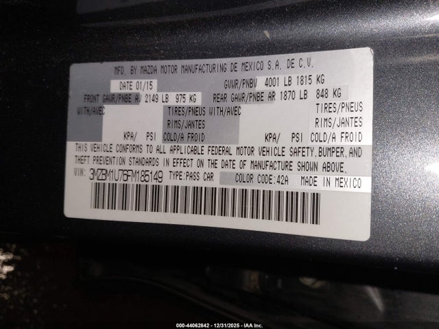 Mazda Mazda3 I Sport 2015 3MZBM1U76FM185149 Image 9
