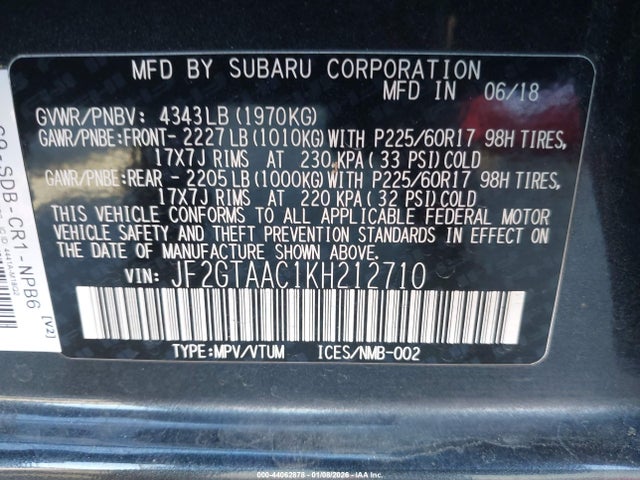 Subaru Crosstrek 2.0i 2019 JF2GTAAC1KH212710 Image 9