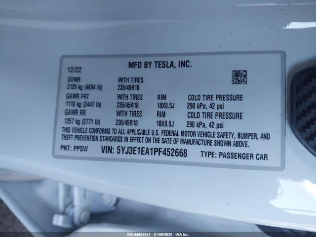 2023 TESLA MODEL 3 5YJ3E1EA1PF452668 Photo 8