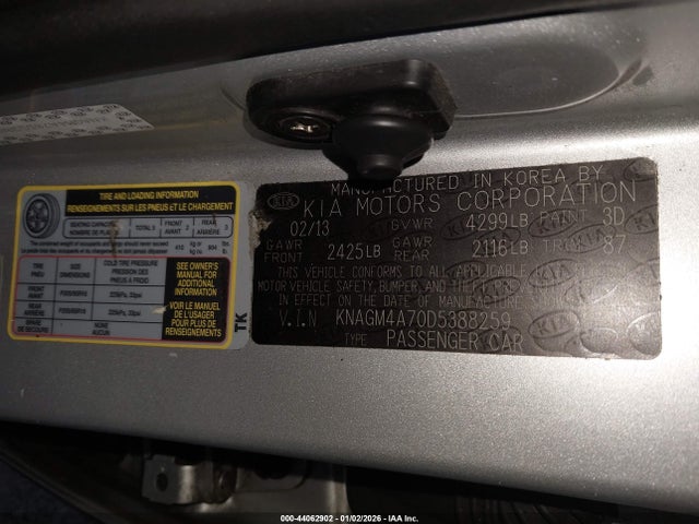 2013 KIA OPTIMA KNAGM4A70D5388259 Photo 8