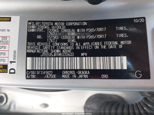 JTEEU5JR1M5232633 Toyota 4RUNNER SR5