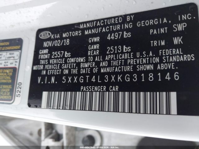 2019 KIA OPTIMA 5XXGT4L3XKG318146 Photo 8