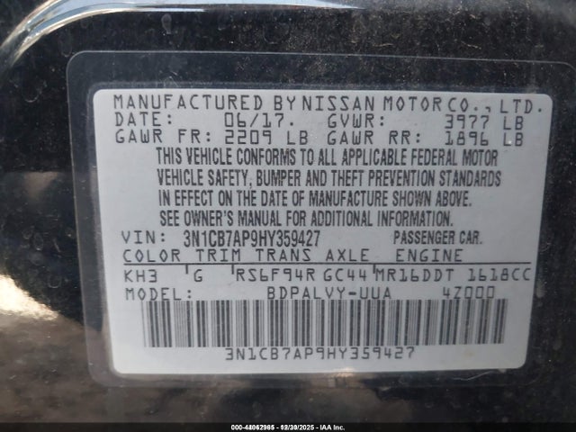 3N1CB7AP9HY359427 Nissan Sentra Nismo
