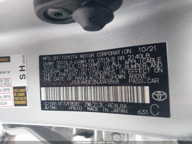 Toyota Corolla Hybrid Le 2022 JTDEAMDE2NJ043868 Image 9